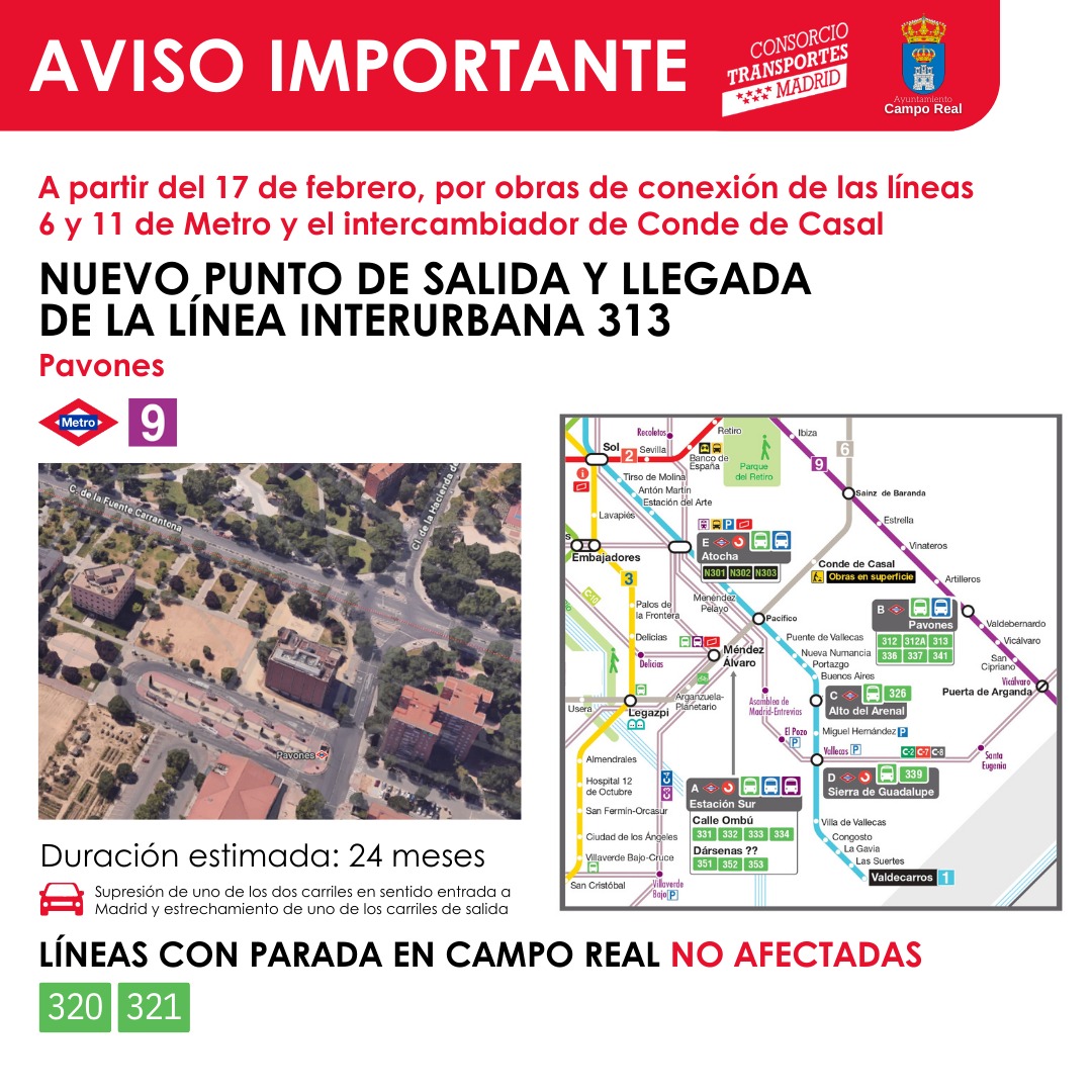 Nuevo punto de salida y llegada de la línea 313 