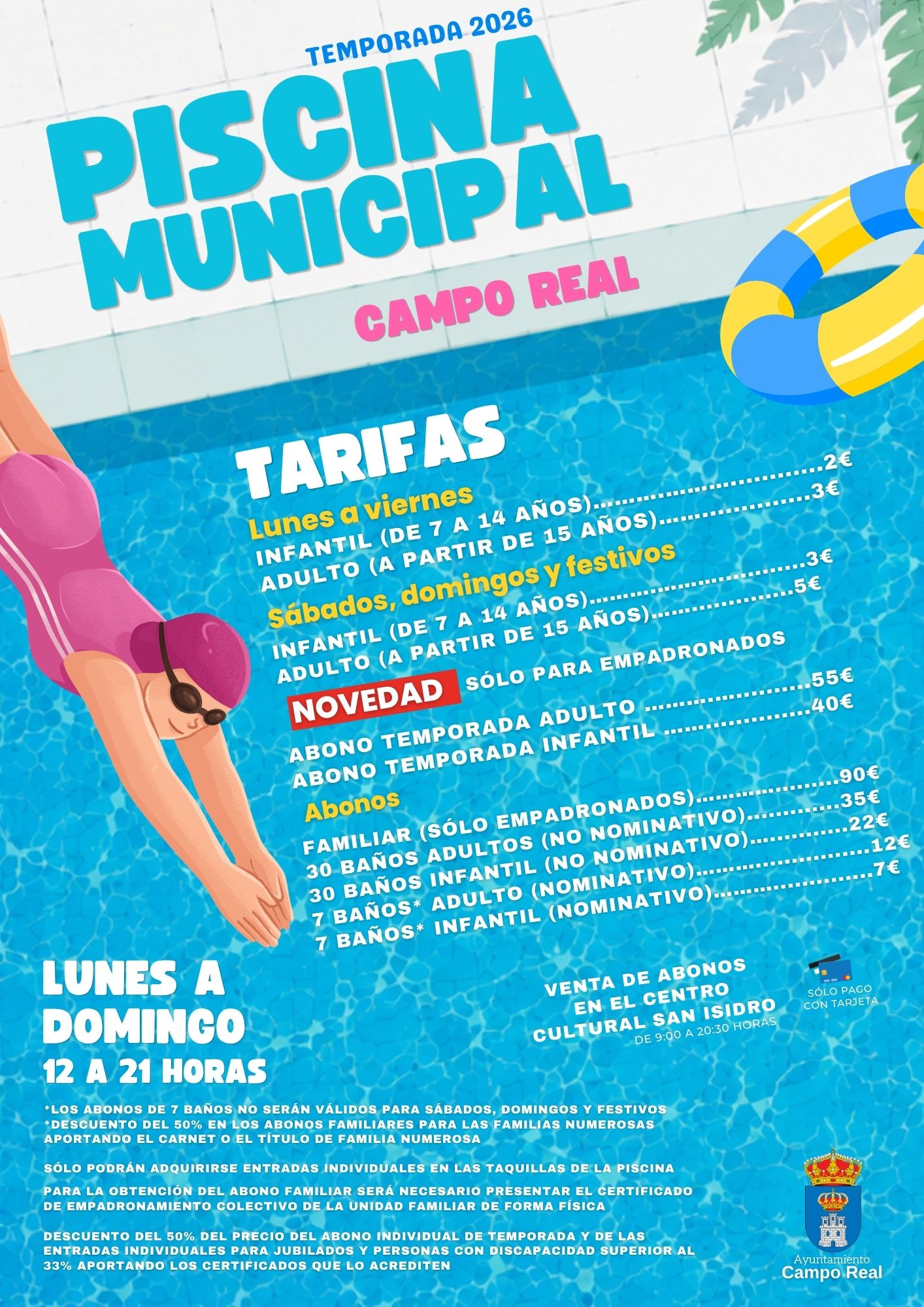 piscina municipal campo real 2026 Cartel A3 vertical